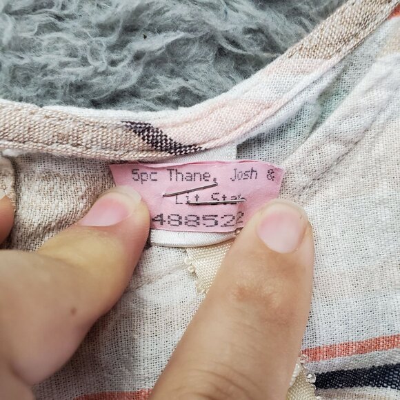 Uncle Frank Dress Womens Large Multicolor Striped Lightweight Linen Blend Midi - Picture 3 of 8